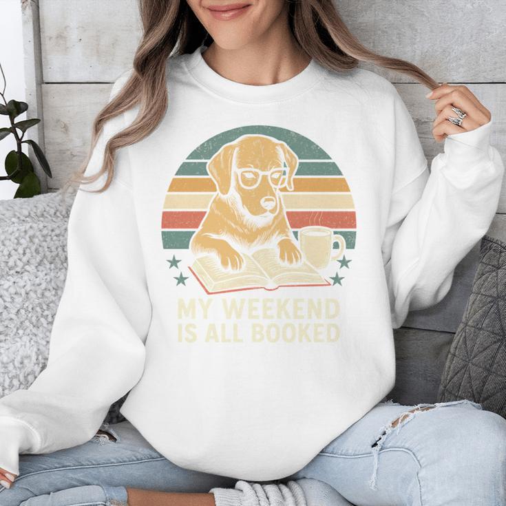 My Weekend Is All Booked Vintage Dog Reading Book Lovers Unisex Sweatshirt My Weekend Is All Booked Vintage Dog Reading Book Lovers Unisex Sweatshirt