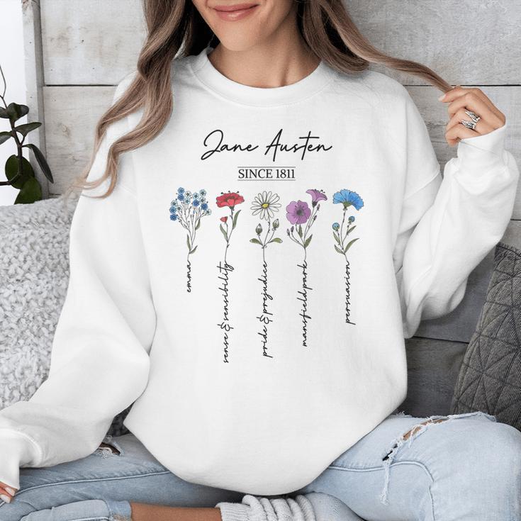 Bookish Feminist Jane Austen Fan Jane Austen Flower Books Unisex Sweatshirt