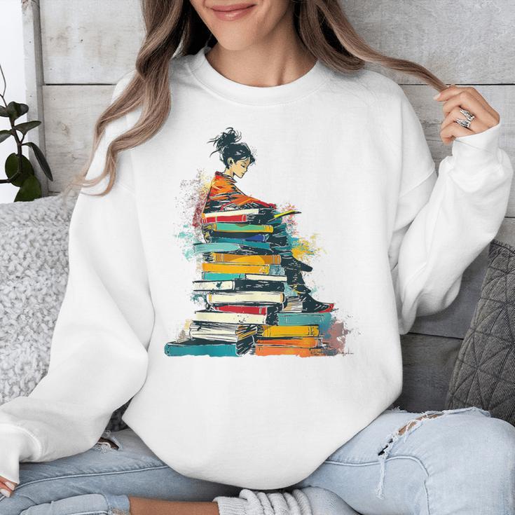Books Abstract Artist Women Art Painting Books Unisex Sweatshirt Books Abstract Artist Women Art Painting Books Unisex Sweatshirt
