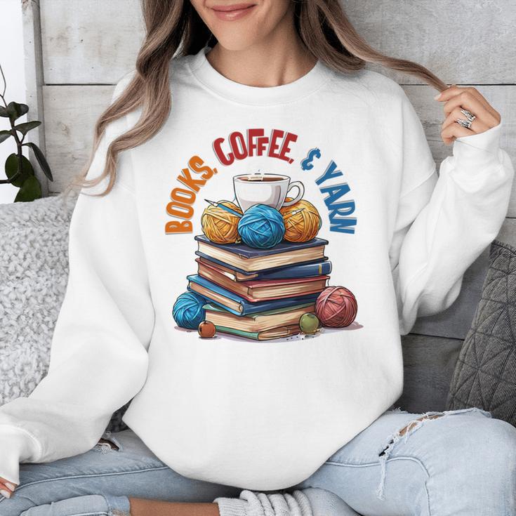 “Books Coffee & Yarn Enthusiast Cozy Reader Unisex Sweatshirt “Books Coffee & Yarn Enthusiast Cozy Reader Unisex Sweatshirt