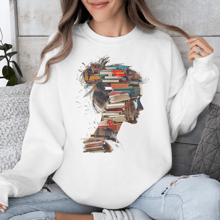 Books Lover Women Art Colorful Drawing Graphic Books Unisex Sweatshirt