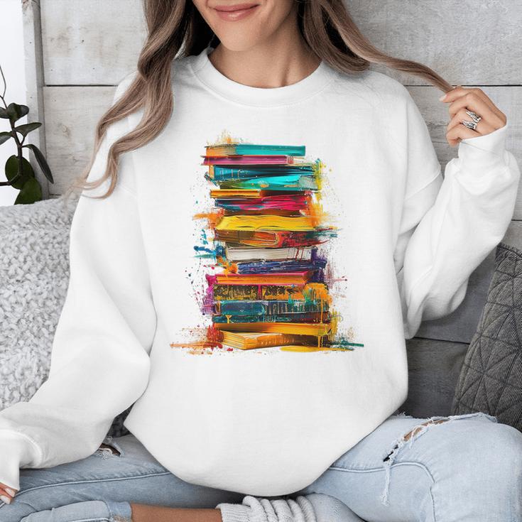 Books Painting Colorful Art Abstract Graphic Books Unisex Sweatshirt
