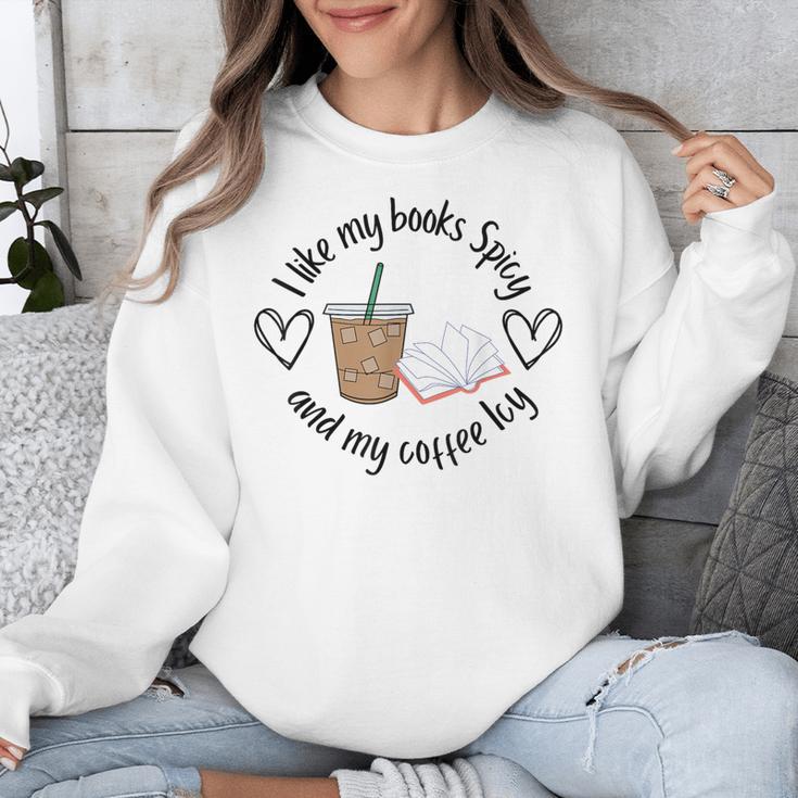 I Like My Books Spicy And My Coffee Icy Books Booktok Unisex Sweatshirt