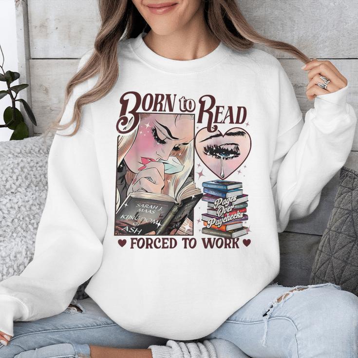 Born To Read Forced To Work Booklover -Adults Book Lovers Casual Grey Small Unisex Sweatshirt