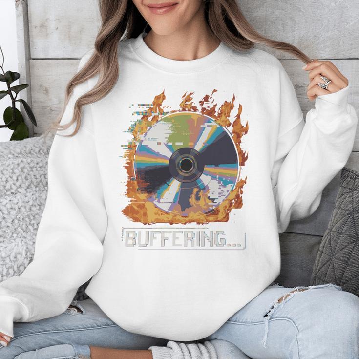 Buffering Glitched CD On Fire 2000s Nostalgia Unisex Sweatshirt