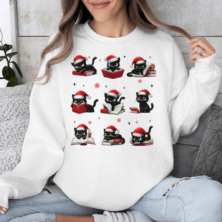 Cat Reading Books Lover Christmas Cat Lover Xmas Unisex Sweatshirt Cat Reading Books Lover Christmas Cat Lover Xmas Unisex Sweatshirt