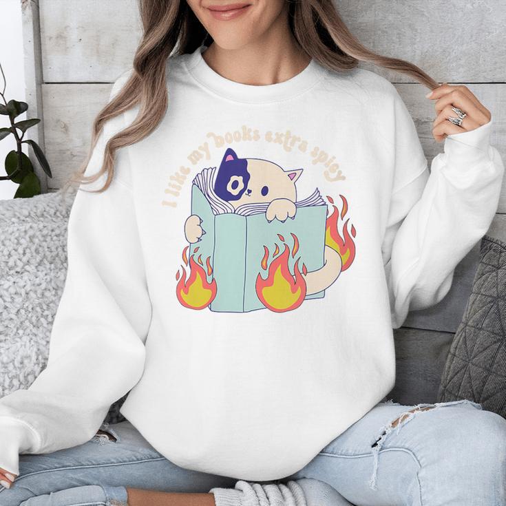 Cat Reading a Romance BookI Like My Books Extra Spicy Unisex Sweatshirt