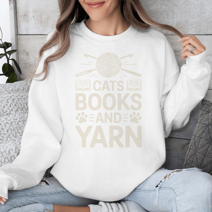 Cats Books And Yarn Crocheter Crocheting Unisex Sweatshirt