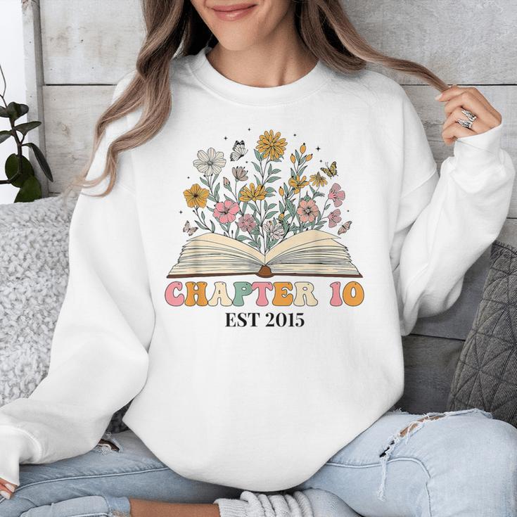 Chapter 10 Years Old 10th Birthday Wildflower Book Lover Unisex Sweatshirt Chapter 10 Years Old 10th Birthday Wildflower Book Lover Unisex Sweatshirt