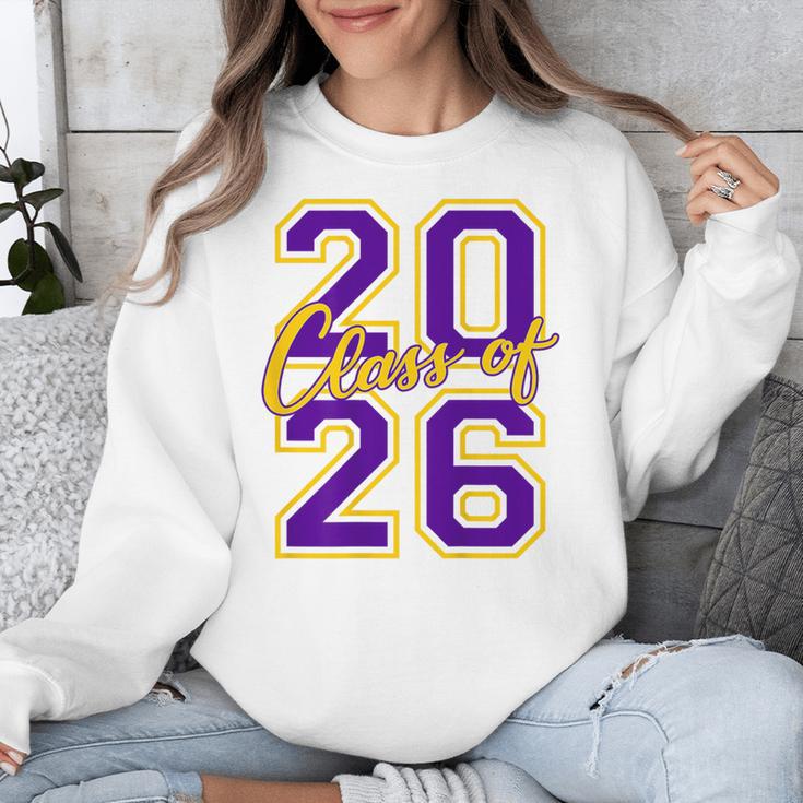 Class Of 2026 Graduation Varsity Purple Yellow On The Back Unisex Sweatshirt