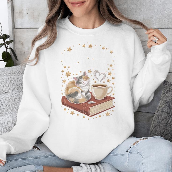 Coffee Cats & Books Cute Cat Book Lover Reading Unisex Sweatshirt