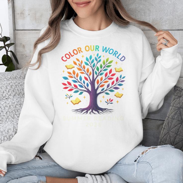 Color Our World Summer Reading Program 2025 Trippy Book Tree Unisex Sweatshirt Color Our World Summer Reading Program 2025 Trippy Book Tree Unisex Sweatshirt