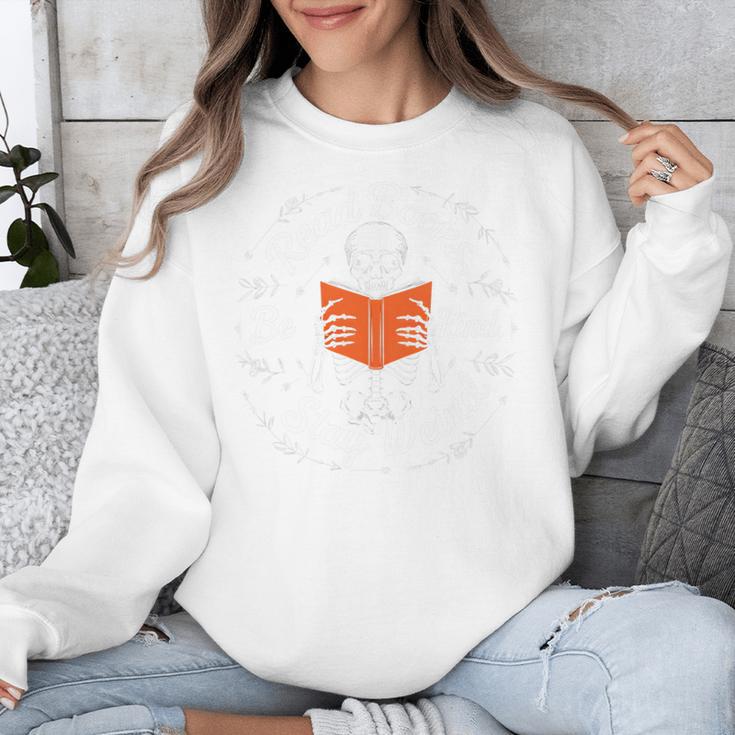 Cool Read Books Be Kind Stay Weird Skeleton Reading Unisex Sweatshirt