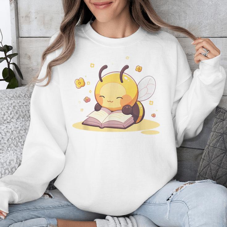 Cute Bee Reading Book Teacher Student Reader Graphic For Men Women Kids Unisex Sweatshirt