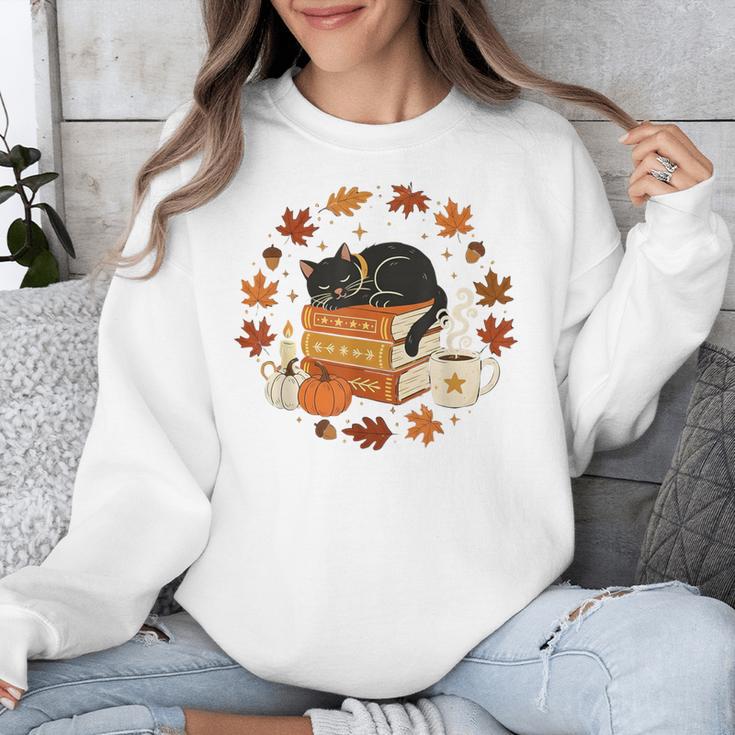 Cute Cat Fall In Love With Reading Book Cat Lover Librarian Unisex Sweatshirt