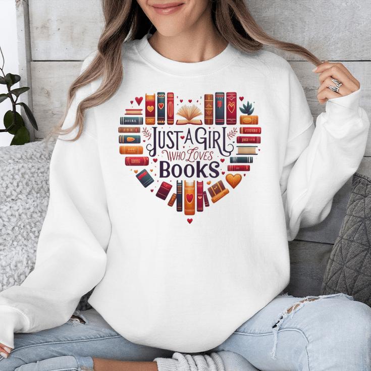 Cute Just A Girl Who Loves Books Heart Shape Reader Unisex Sweatshirt