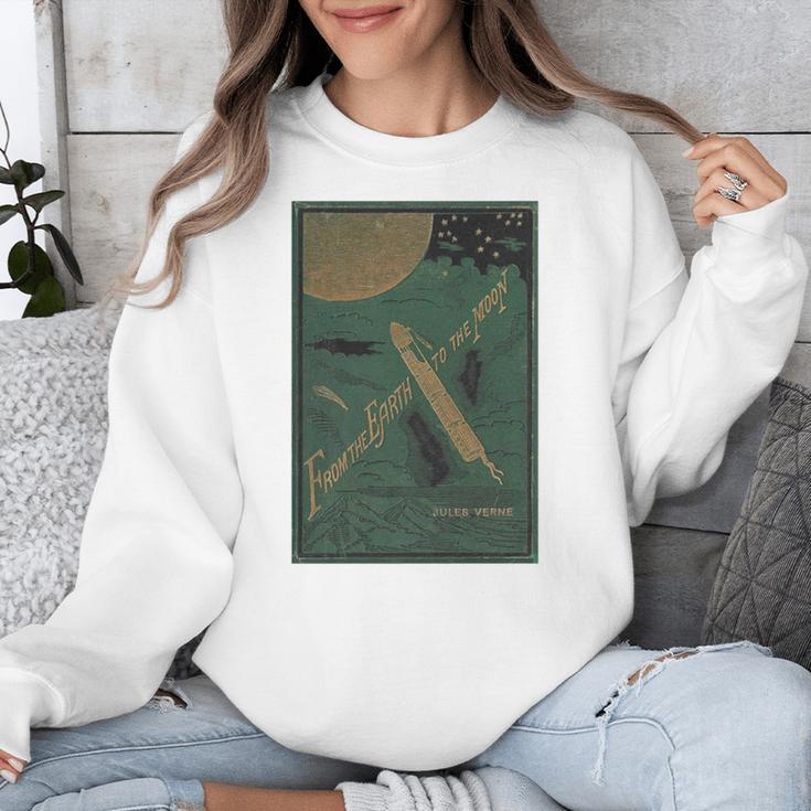 From The Earth To The Moon Book Cover 1874 Premium Unisex Sweatshirt From The Earth To The Moon Book Cover 1874 Premium Unisex Sweatshirt