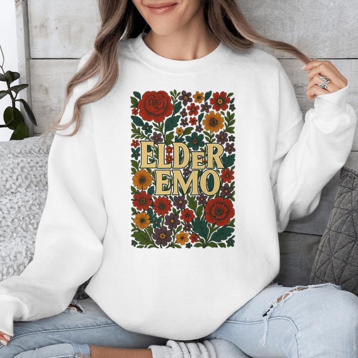 Elder Emo Floral Gothic Vintage Nostalgia Premium Tri-Blend Unisex Sweatshirt Elder Emo Floral Gothic Vintage Nostalgia Premium Tri-Blend Unisex Sweatshirt