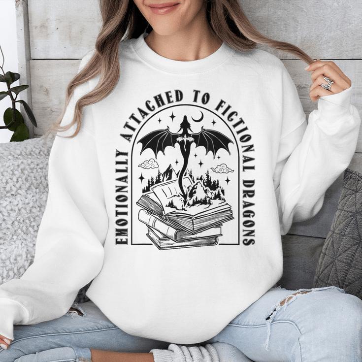 Emotionally Attached To Fictional Dragons Books Lover Unisex Sweatshirt
