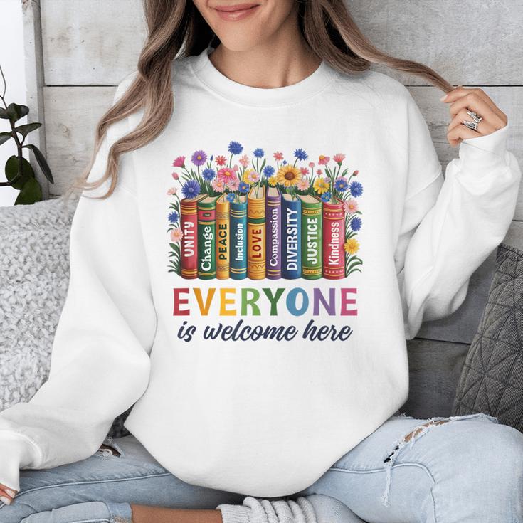 Everyone Is Welcome Here Floral Book LGBT Pride Equality Unisex Sweatshirt Everyone Is Welcome Here Floral Book LGBT Pride Equality Unisex Sweatshirt