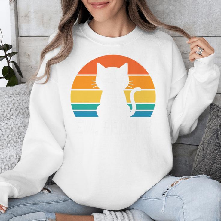 Ew People Cat Anti Social Introvert Premium Tri-Blend Unisex Sweatshirt