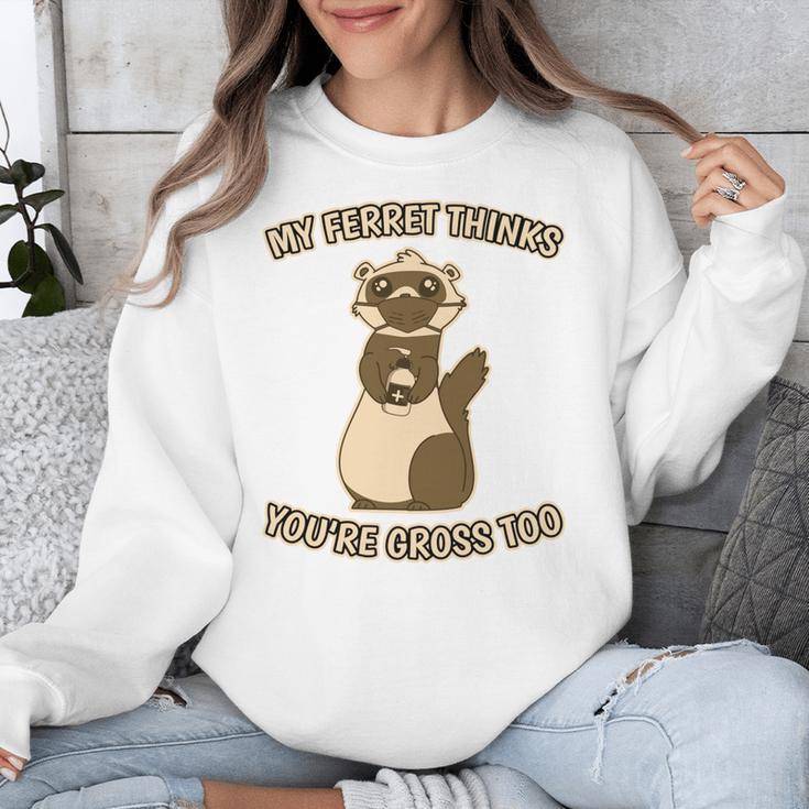 Ew People Ferret Saying Mask Introvert Ferrets Unisex Sweatshirt