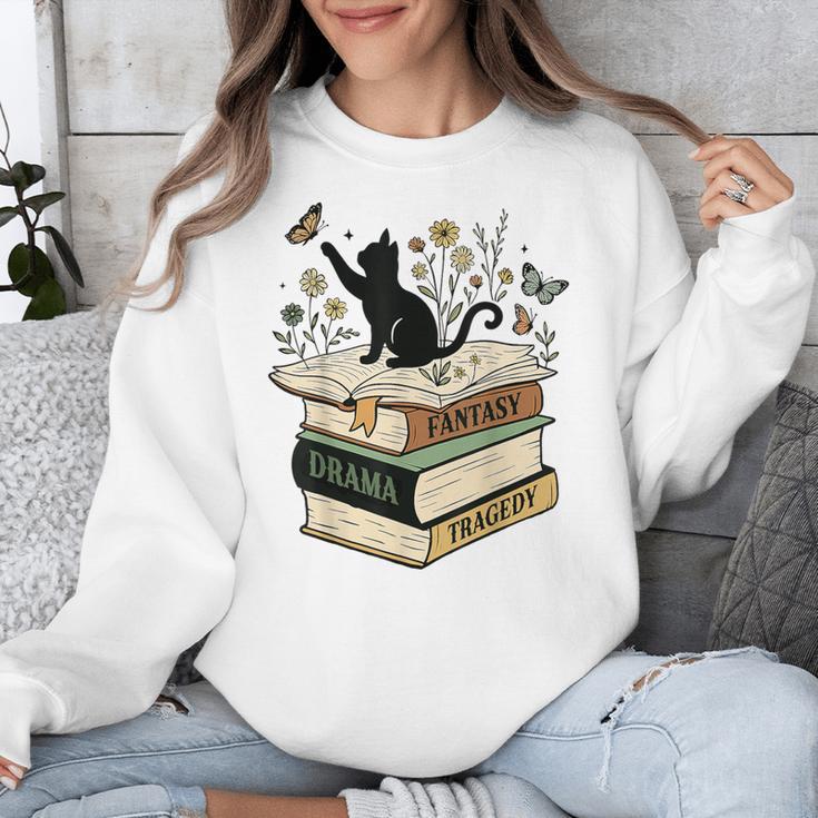 Fantasy Drama Tragedy Cat Book Lover Reading Humor Unisex Sweatshirt Fantasy Drama Tragedy Cat Book Lover Reading Humor Unisex Sweatshirt