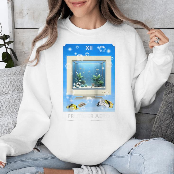 Frutiger Aero Aesthetic Tech Computer Aquarium Tarot Card Raglan Baseball Tee Unisex Sweatshirt