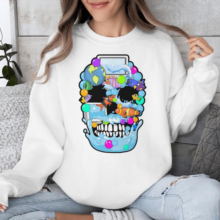 Frutiger Aero Aesthetic Tech Skull Computer Fishes Unisex Sweatshirt Frutiger Aero Aesthetic Tech Skull Computer Fishes Unisex Sweatshirt