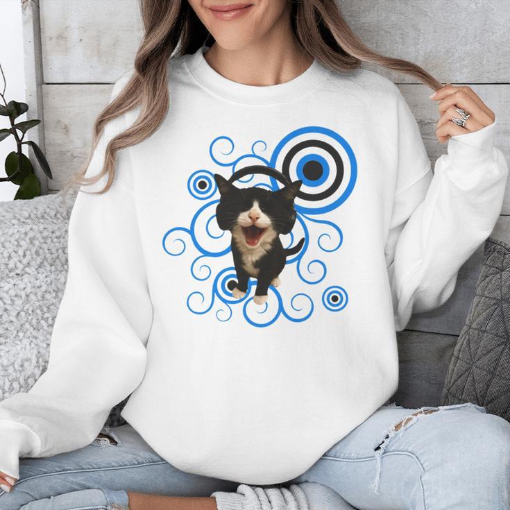 Frutiger Aero Cat Meme Headphone Kitty Cat Lover Unisex Sweatshirt