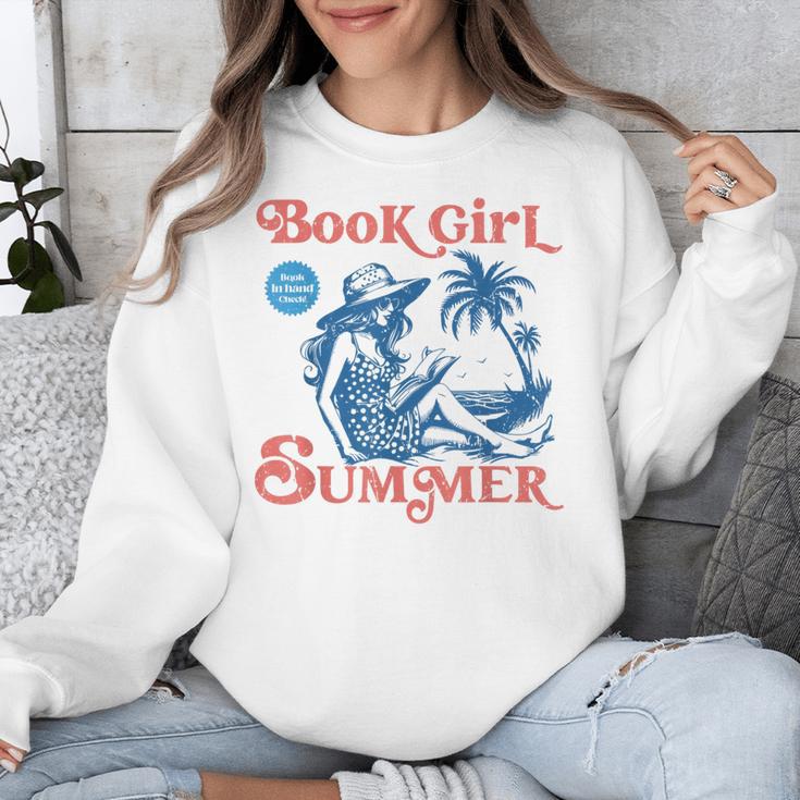 Girl Reading Book Summer Beach Vacation For Book Lover Unisex Sweatshirt