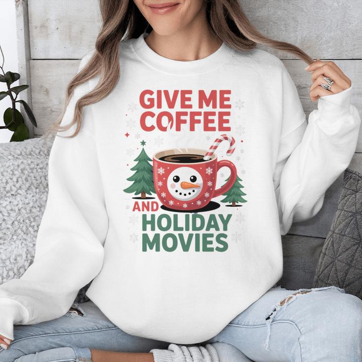 Give Me Coffee And Holiday Movies Introvert Christmas Unisex Sweatshirt