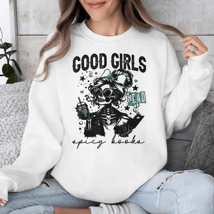 Good Girls Read Spicy Skeleton Book Club Unisex Sweatshirt