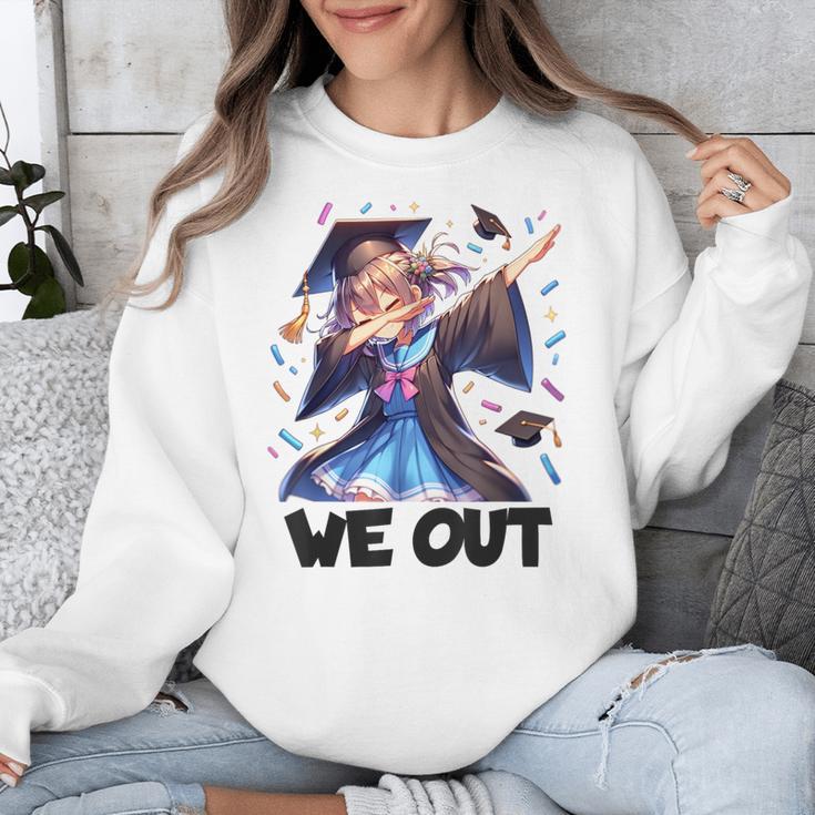 We Out Graduate Dabbing Anime Girl Grad Graduation Unisex Sweatshirt