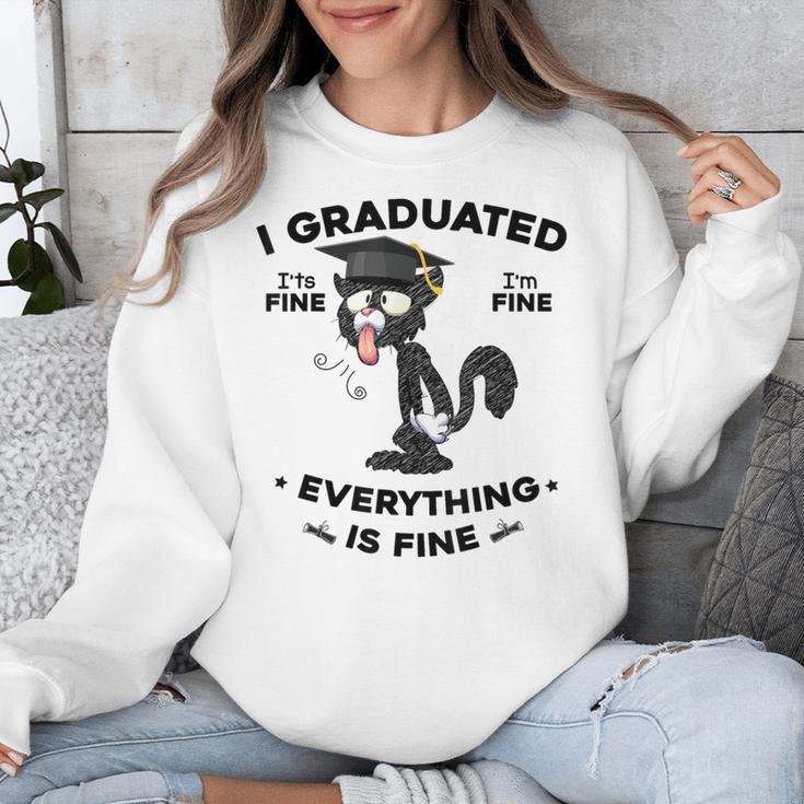 I Graduated Graduate Class 2025 Cat Graduation Unisex Sweatshirt