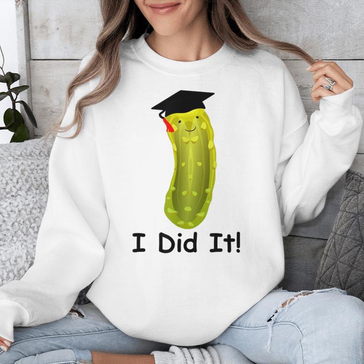Graduation Cap Wearing Big Dill Pickle I Did It Graduate Fun Unisex Sweatshirt
