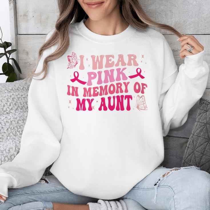 Groovy I Wear Pink In Memory Of My Aunt Breast Cancer Back Unisex Sweatshirt Groovy I Wear Pink In Memory Of My Aunt Breast Cancer Back Unisex Sweatshirt