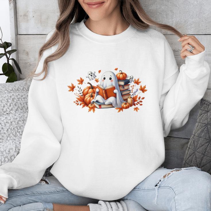 Halloween Book Lover Ghost Witch Books & Pumpkins Unisex Sweatshirt