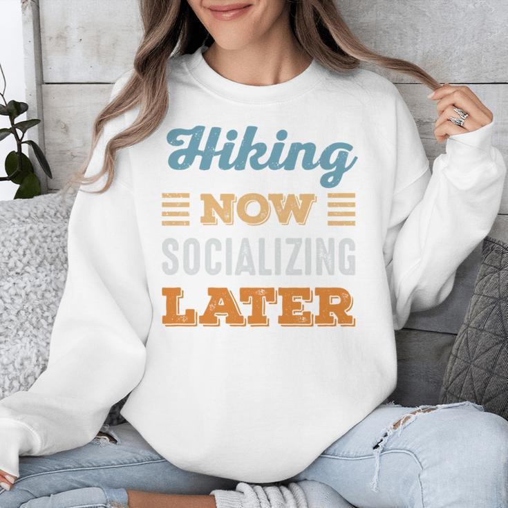 Hiking Now Minimal Socializing Introvert Vintage Unisex Sweatshirt Hiking Now Minimal Socializing Introvert Vintage Unisex Sweatshirt