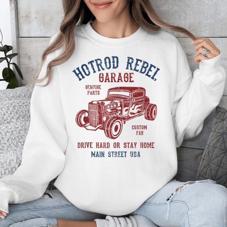 Hotrod Rebel Automotive Nostalgia Old Car Distressed Unisex Sweatshirt