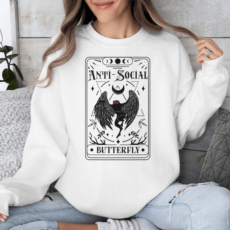 Introvert Apparel Emporium Mothman Tarot Card Antisocial Butterfly Cryptozoologist -Adults Grey Unisex Sweatshirt