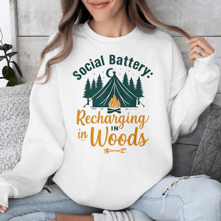 Introvert Camping Social Battery Recharging In The Woods Unisex Sweatshirt Introvert Camping Social Battery Recharging In The Woods Unisex Sweatshirt