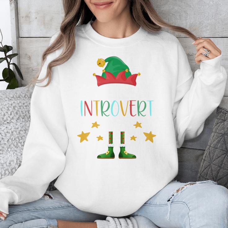 The Introvert Elf Christmas Family Matching Fun Xmas Top Unisex Sweatshirt
