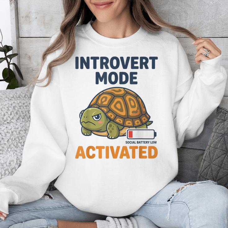 Introvert Mode Activated Low Social Battery Box Turtle Unisex Sweatshirt