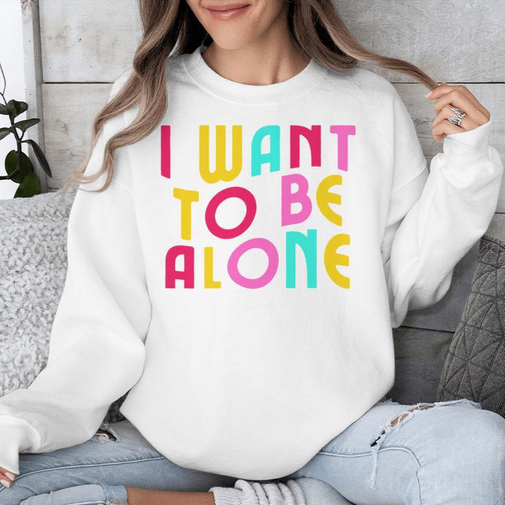 Introvert I Want To Be Alone Retro Wavy Unisex Sweatshirt