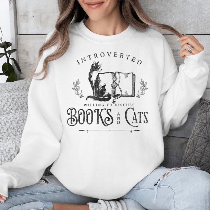 Introverted But Willing To Discuss Cats And Books Unisex Sweatshirt