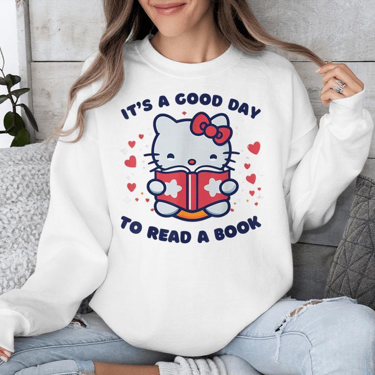It's a Good Day To Read a Book Cute Cat Book Day Girls Boys Unisex Sweatshirt