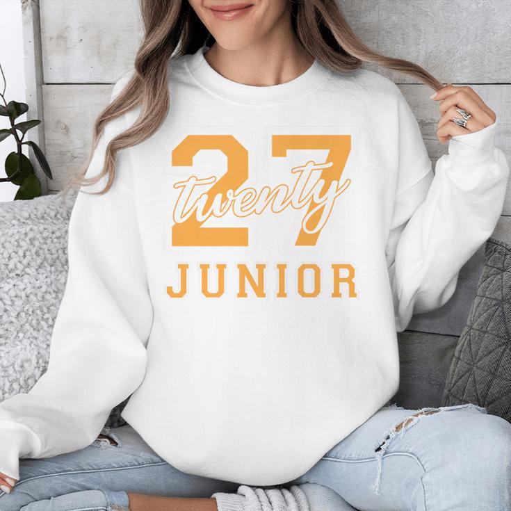 Junior Class 2027 Graduation Back To School Orange Letters Premium Tri-Blend Unisex Sweatshirt