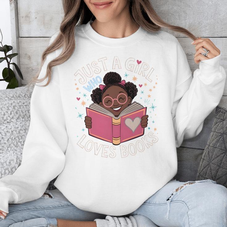 Just A Girl Who Loves Books Cute African American Afro Unisex Sweatshirt Just A Girl Who Loves Books Cute African American Afro Unisex Sweatshirt