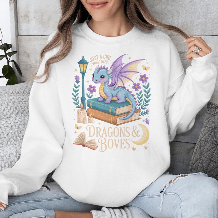Just a Girl Who Loves Dragons & Books Reader Fantasy Fun Premium Tri-Blend Unisex Sweatshirt